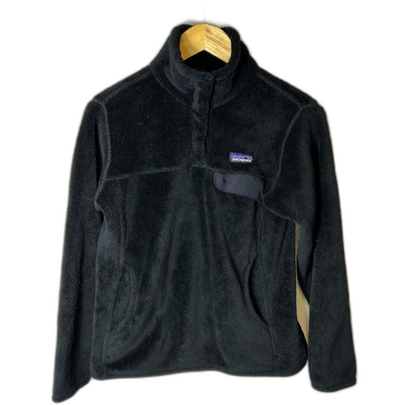 Patagonia Black Re-Tool 1/4 Snap Textured LS Fleece Pullover Size M - Picture 3 of 13